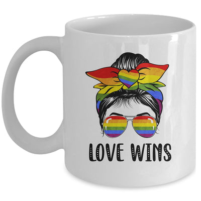 LGBTQ Love Wins Messy Bun Women Gay Pride LGBT Lesbian Mug | teecentury