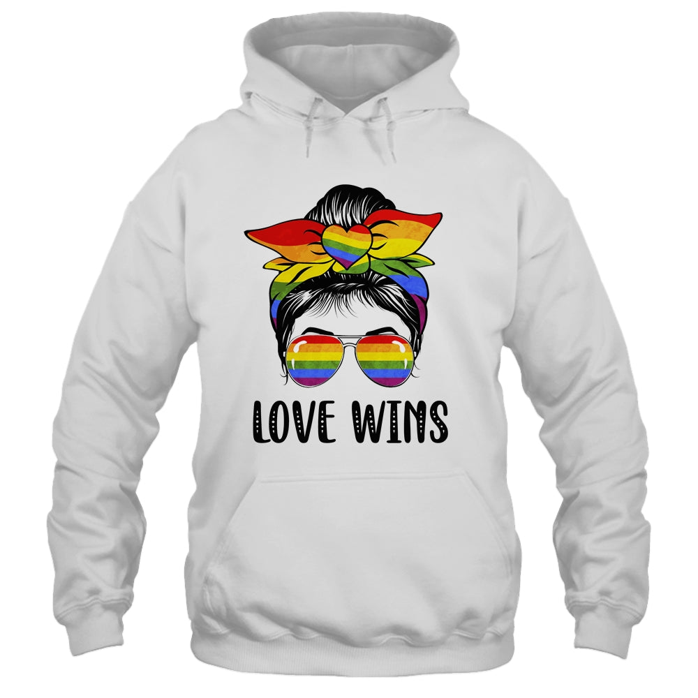LGBTQ Love Wins Messy Bun Women Gay Pride LGBT Lesbian Shirt & Tank Top | teecentury