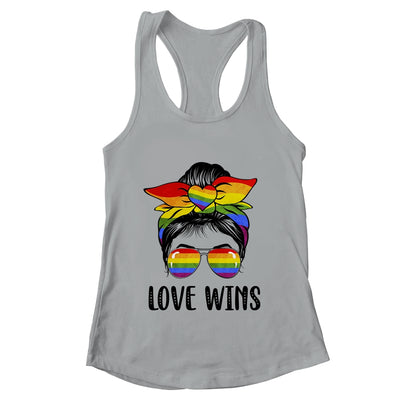 LGBTQ Love Wins Messy Bun Women Gay Pride LGBT Lesbian Shirt & Tank Top | teecentury