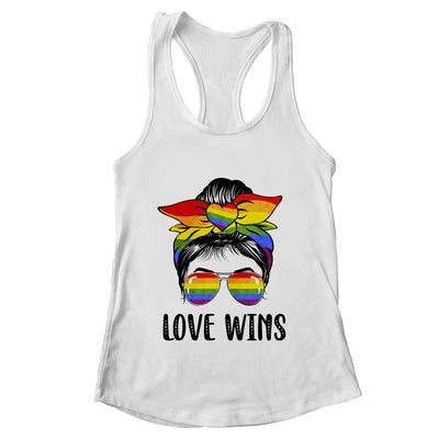 LGBTQ Love Wins Messy Bun Women Gay Pride LGBT Lesbian Shirt & Tank Top | teecentury