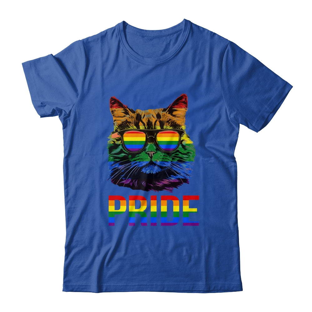 LGBT Cat Gay Pride LGBTQ Rainbow Flag Cool Sunglasses Shirt & Tank Top | teecentury