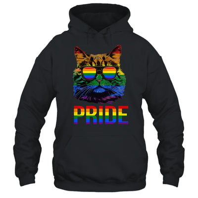 LGBT Cat Gay Pride LGBTQ Rainbow Flag Cool Sunglasses Shirt & Tank Top | teecentury