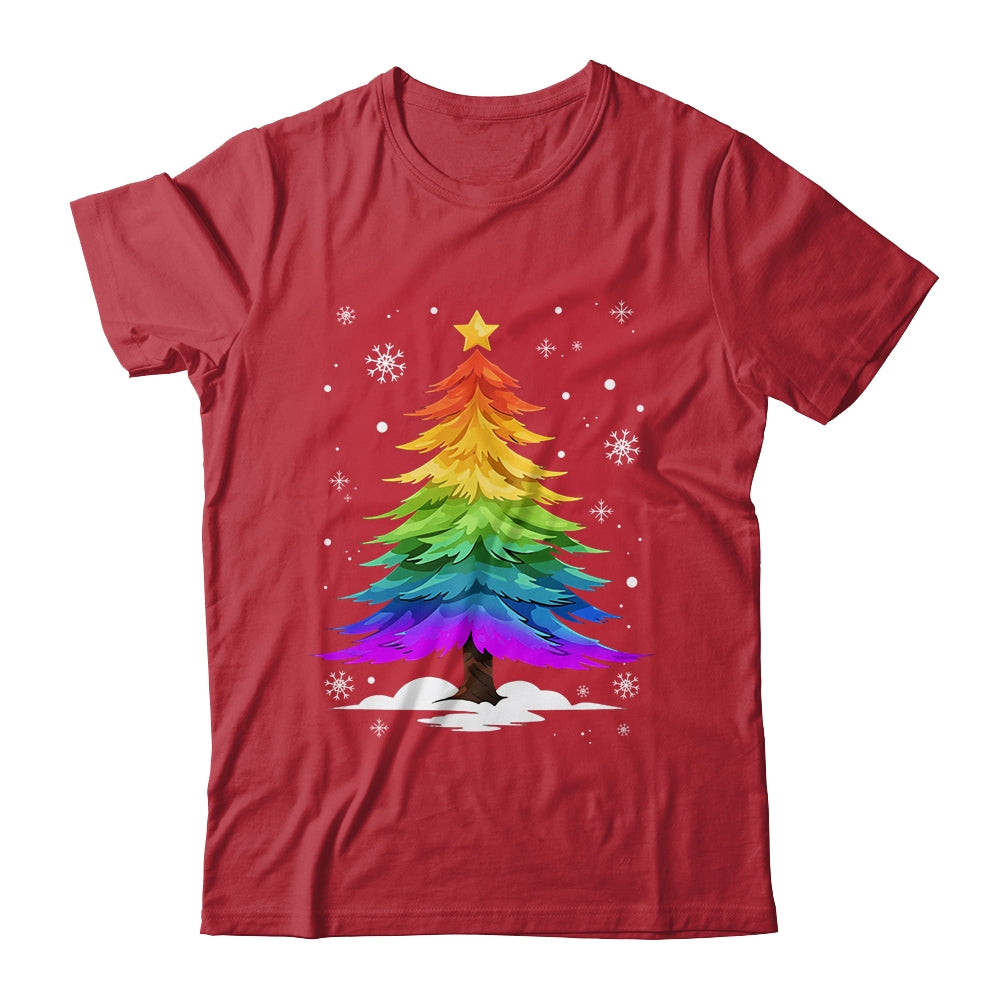 LGBT Flag Christmas Tree Merry Xmas Gay LGBT Pride Rainbow Shirt & Sweatshirt | teecentury