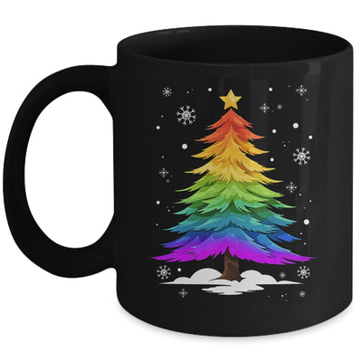 LGBT Flag Christmas Tree Merry Xmas Gay LGBT Pride Rainbow Mug | teecentury