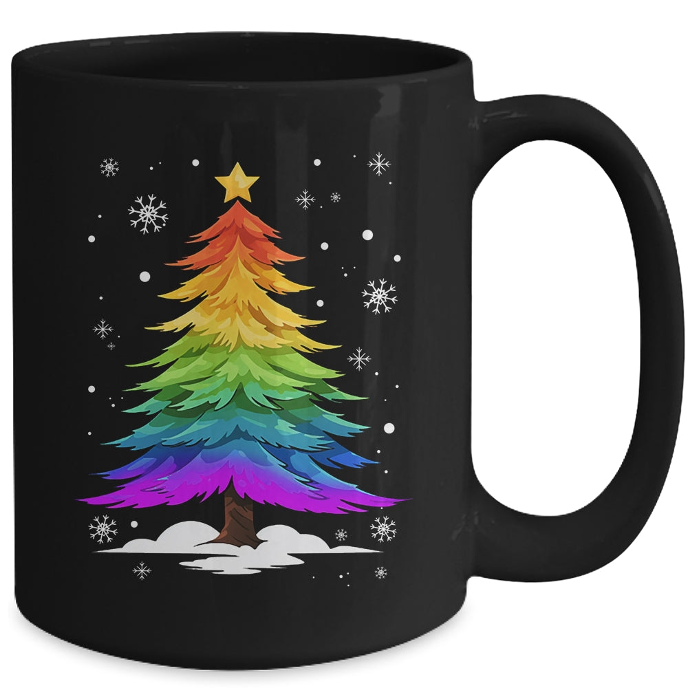 LGBT Flag Christmas Tree Merry Xmas Gay LGBT Pride Rainbow Mug | teecentury
