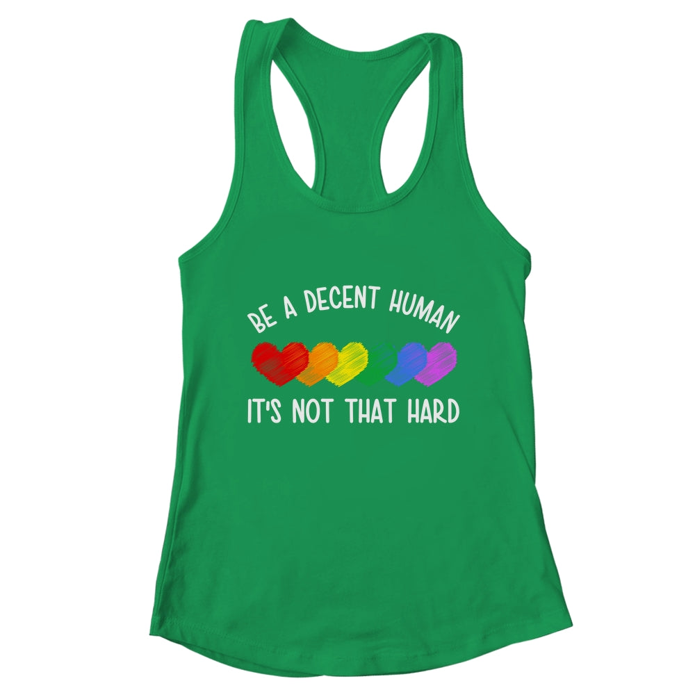 LGBT Heart Retro Be A Decent Human It's Not That Hard Shirt & Tank Top | teecentury