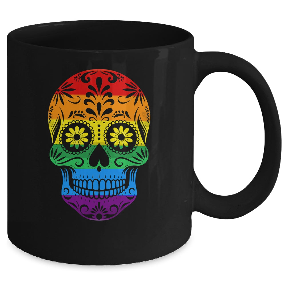 LGBT Rainbow Flag Skull Ally LGBTQ Pride Month Men Women Mug | teecentury