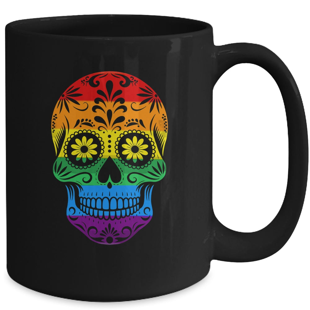 LGBT Rainbow Flag Skull Ally LGBTQ Pride Month Men Women Mug | teecentury