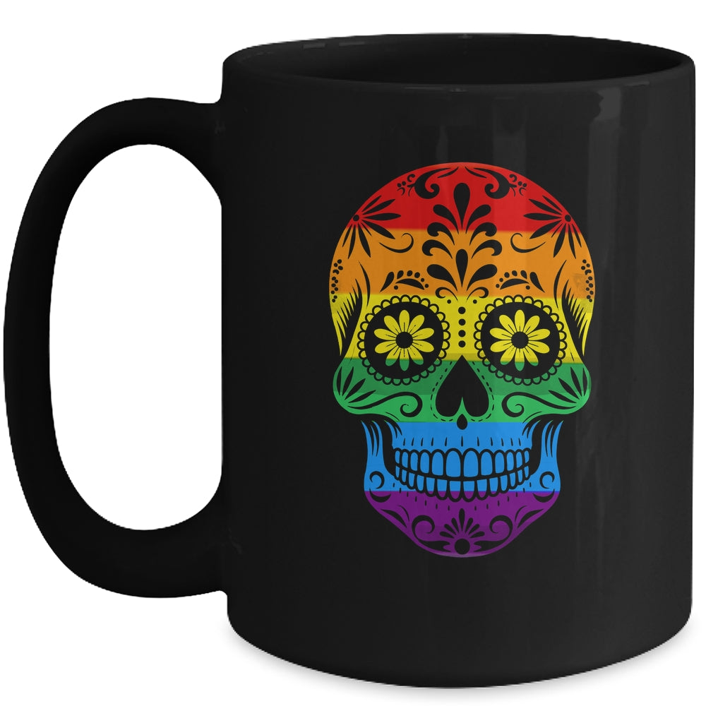 LGBT Rainbow Flag Skull Ally LGBTQ Pride Month Men Women Mug | teecentury