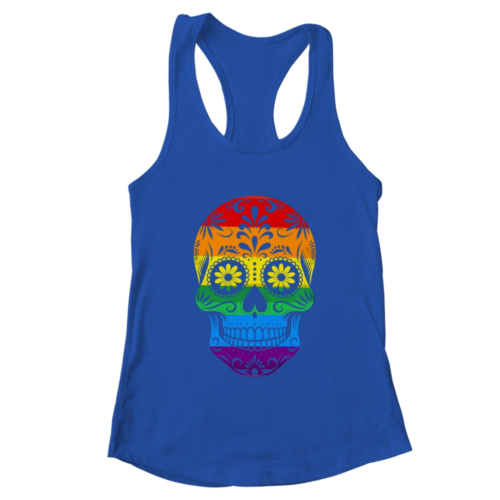 LGBT Rainbow Flag Skull Ally LGBTQ Pride Month Men Women Shirt & Tank Top | teecentury