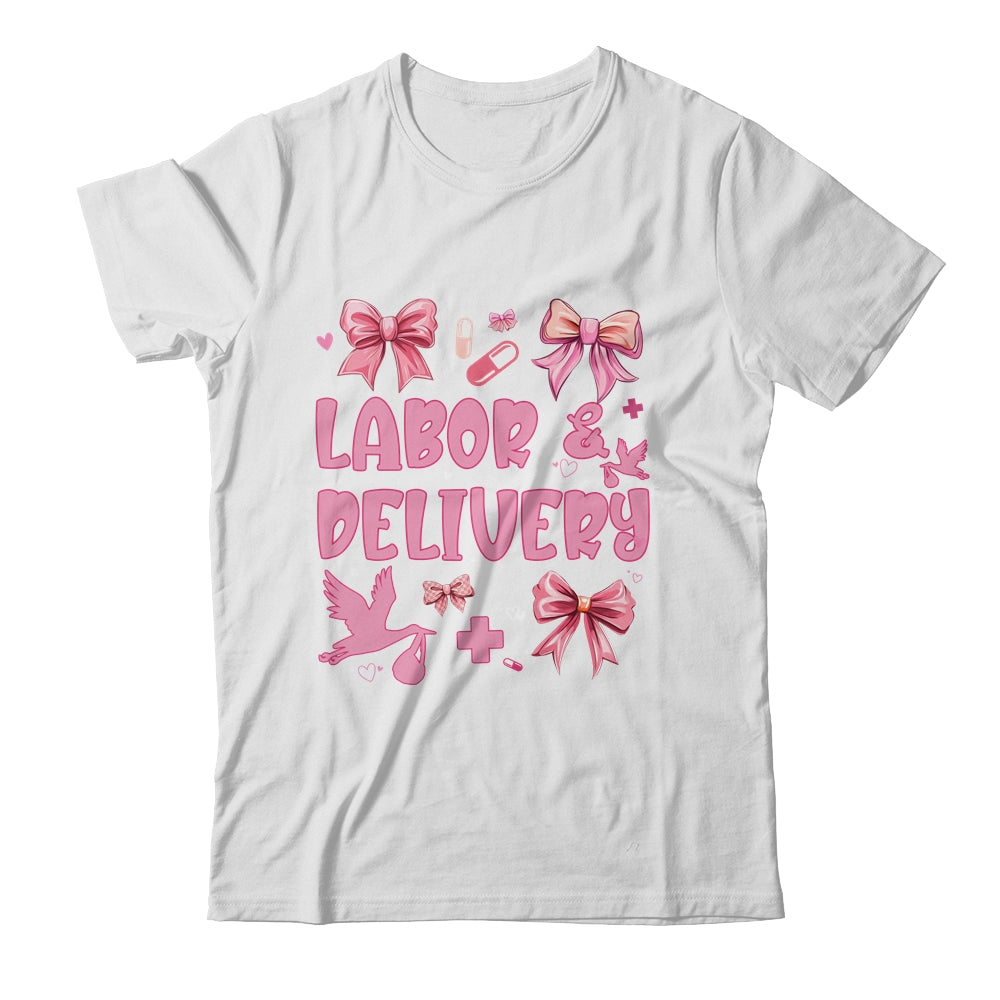 L&D Labor And Delivery Nurse Cute Coquette Pink Bow Ribbon Shirt & Sweatshirt | teecentury
