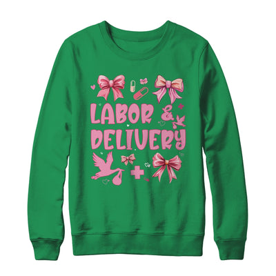 L&D Labor And Delivery Nurse Cute Coquette Pink Bow Ribbon Shirt & Sweatshirt | teecentury