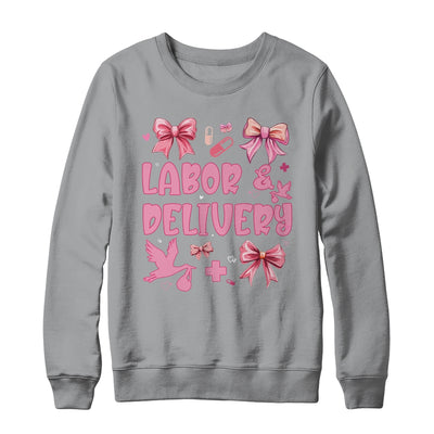 L&D Labor And Delivery Nurse Cute Coquette Pink Bow Ribbon Shirt & Sweatshirt | teecentury