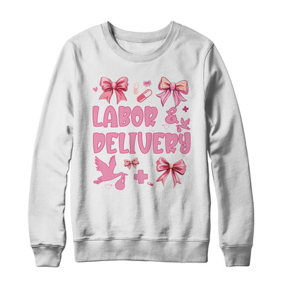 L&D Labor And Delivery Nurse Cute Coquette Pink Bow Ribbon Shirt & Sweatshirt | teecentury