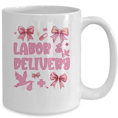 L&D Labor And Delivery Nurse Cute Coquette Pink Bow Ribbon Mug | teecentury
