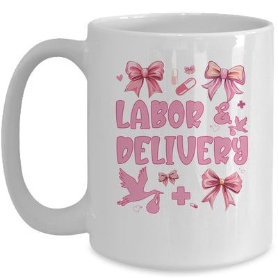 L&D Labor And Delivery Nurse Cute Coquette Pink Bow Ribbon Mug | teecentury
