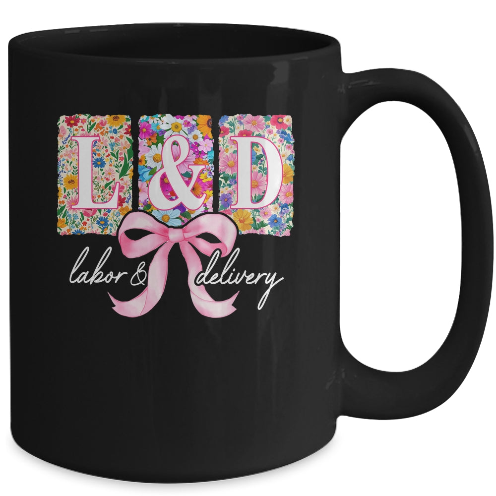 Labor And Delivery Nurse Spring Coquette Bow L&D Nurse Mug | teecentury
