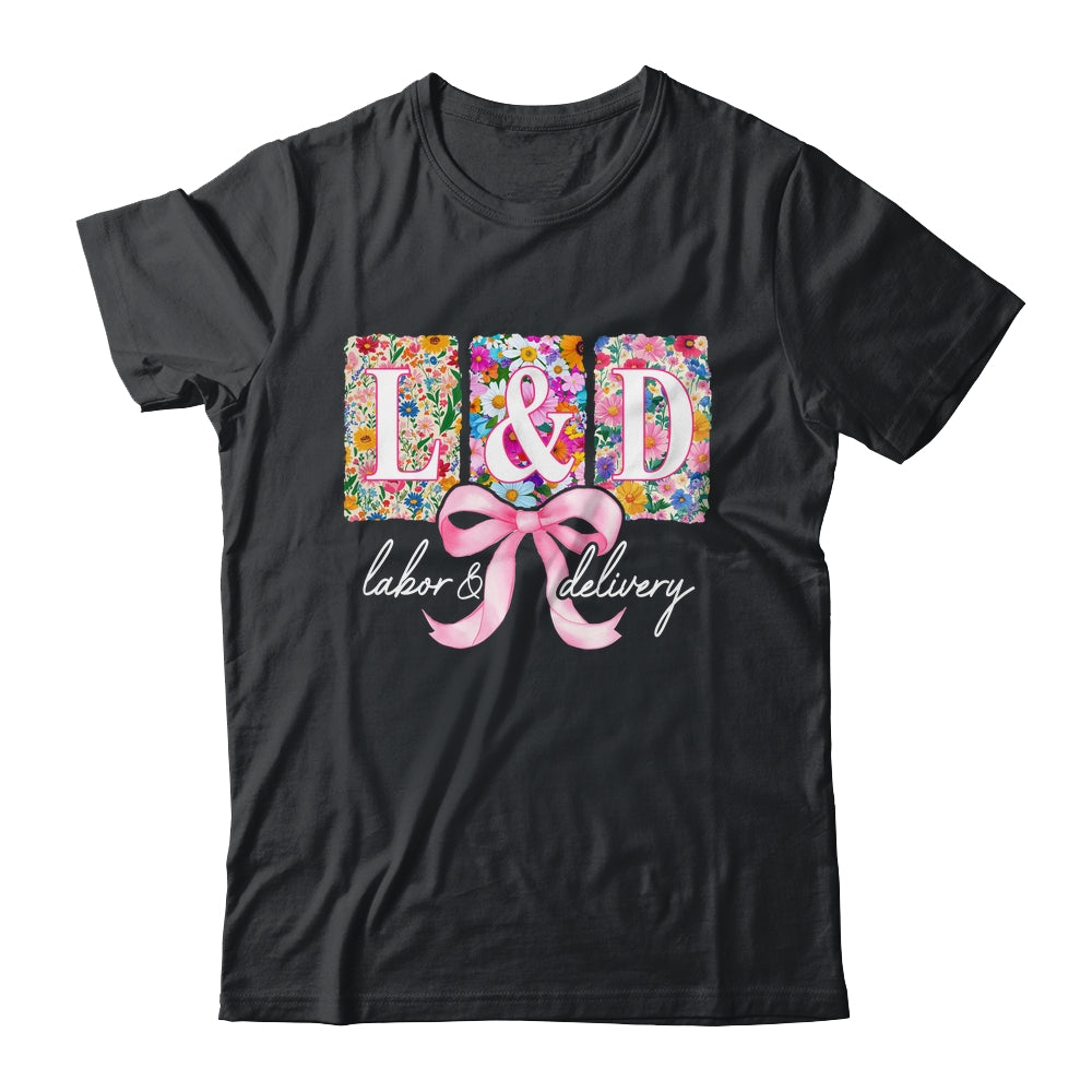 Labor And Delivery Nurse Spring Coquette Bow L&D Nurse Shirt & Tank Top | teecentury
