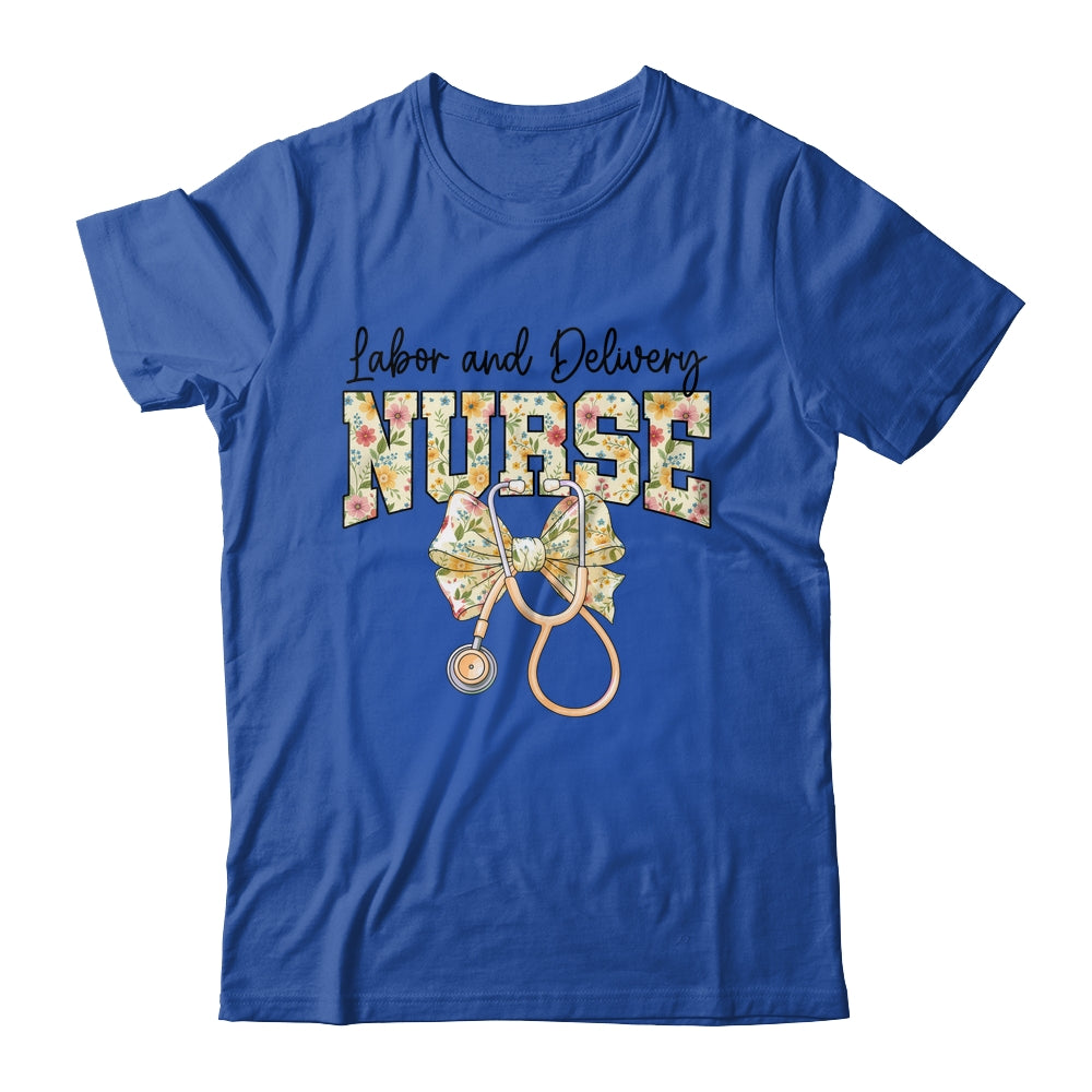 Labor And Delivery Nurse Stethoscope Coquette Bow Graduation Shirt & Tank Top | teecentury
