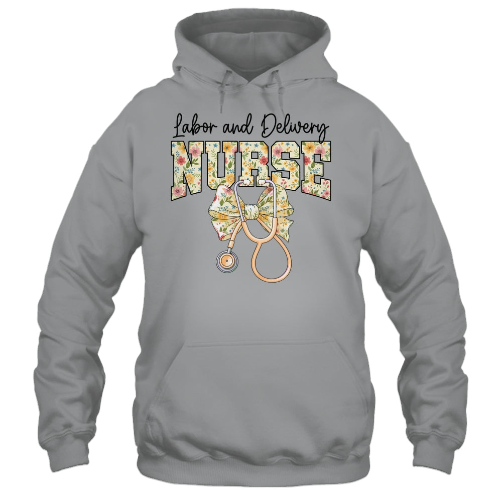 Labor And Delivery Nurse Stethoscope Coquette Bow Graduation Shirt & Tank Top | teecentury