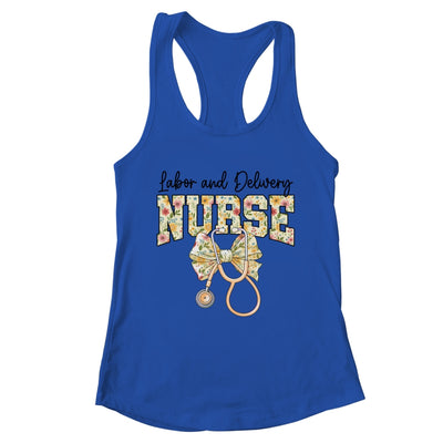 Labor And Delivery Nurse Stethoscope Coquette Bow Graduation Shirt & Tank Top | teecentury