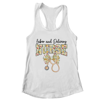 Labor And Delivery Nurse Stethoscope Coquette Bow Graduation Shirt & Tank Top | teecentury