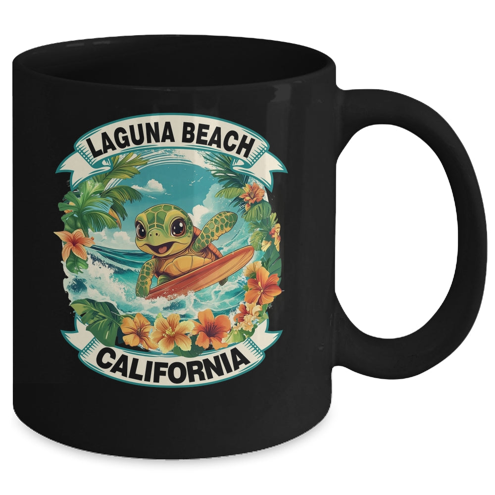 Laguna Beach California Cute Sea Turtle Surfing Summer Vacation Mug | teecentury