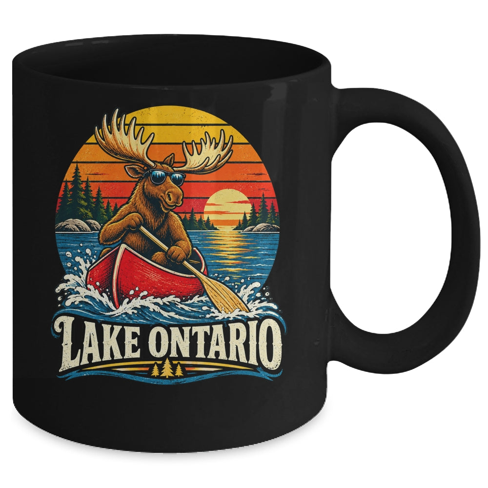 Lake Ontario Moose Canoe Vintage Outdoor Hiking Camping Mug | teecentury