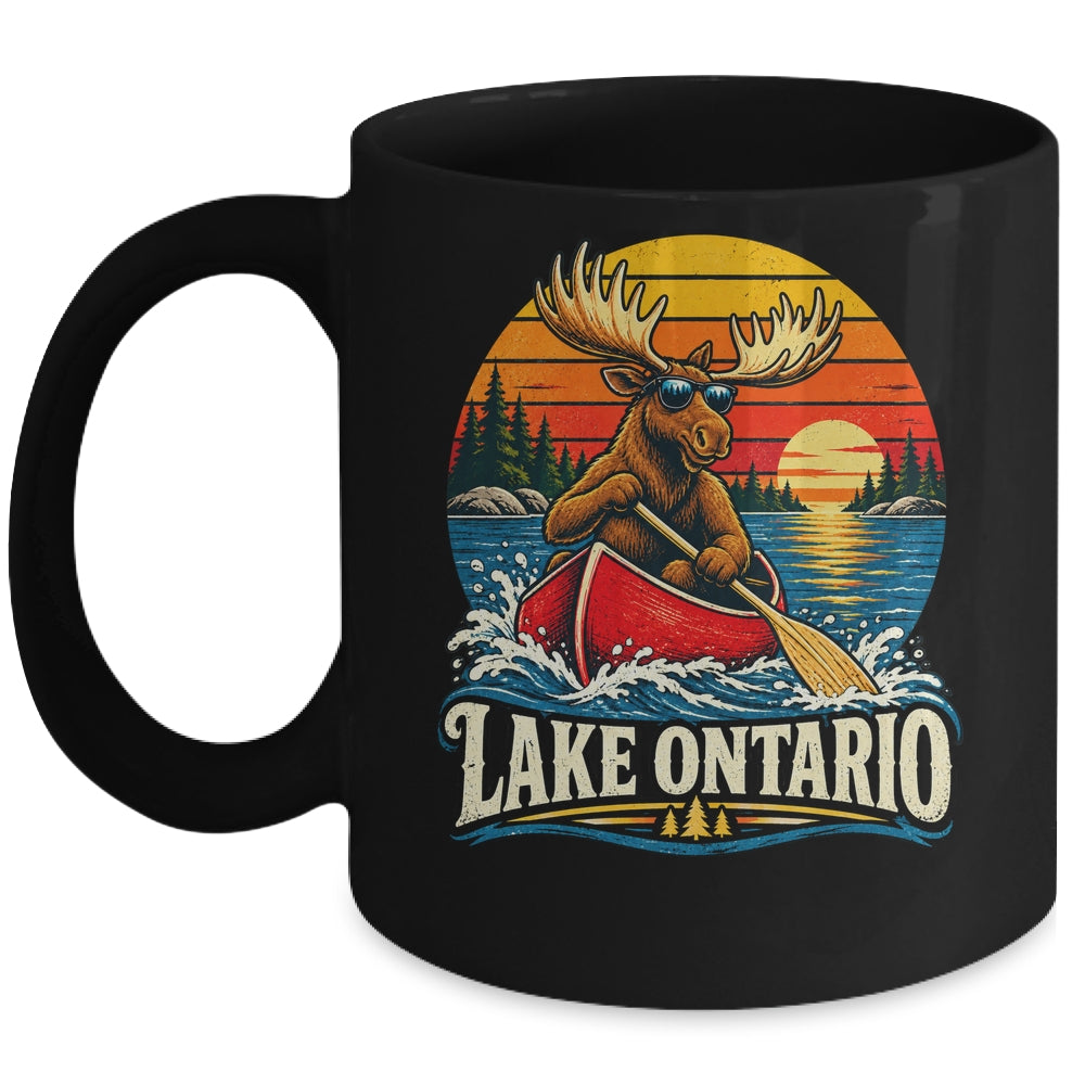 Lake Ontario Moose Canoe Vintage Outdoor Hiking Camping Mug | teecentury