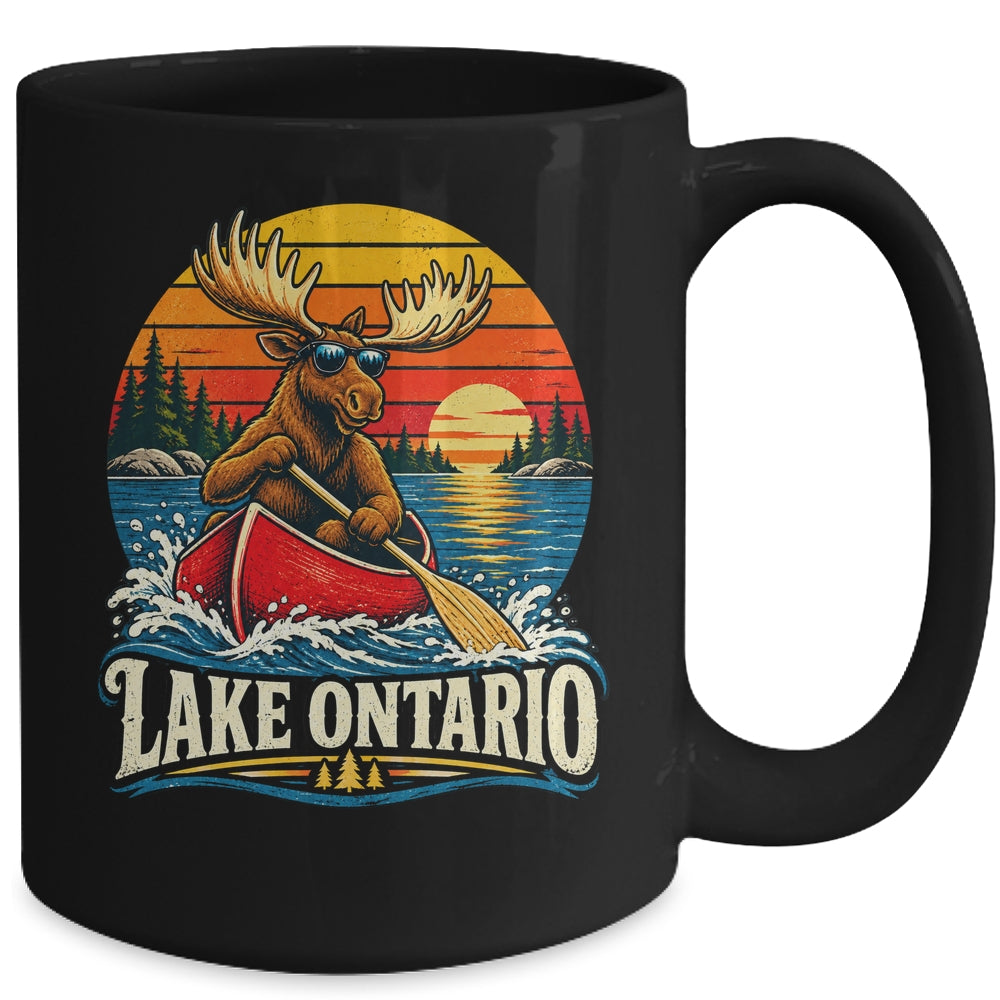 Lake Ontario Moose Canoe Vintage Outdoor Hiking Camping Mug | teecentury