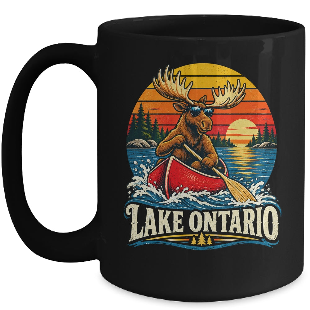 Lake Ontario Moose Canoe Vintage Outdoor Hiking Camping Mug | teecentury