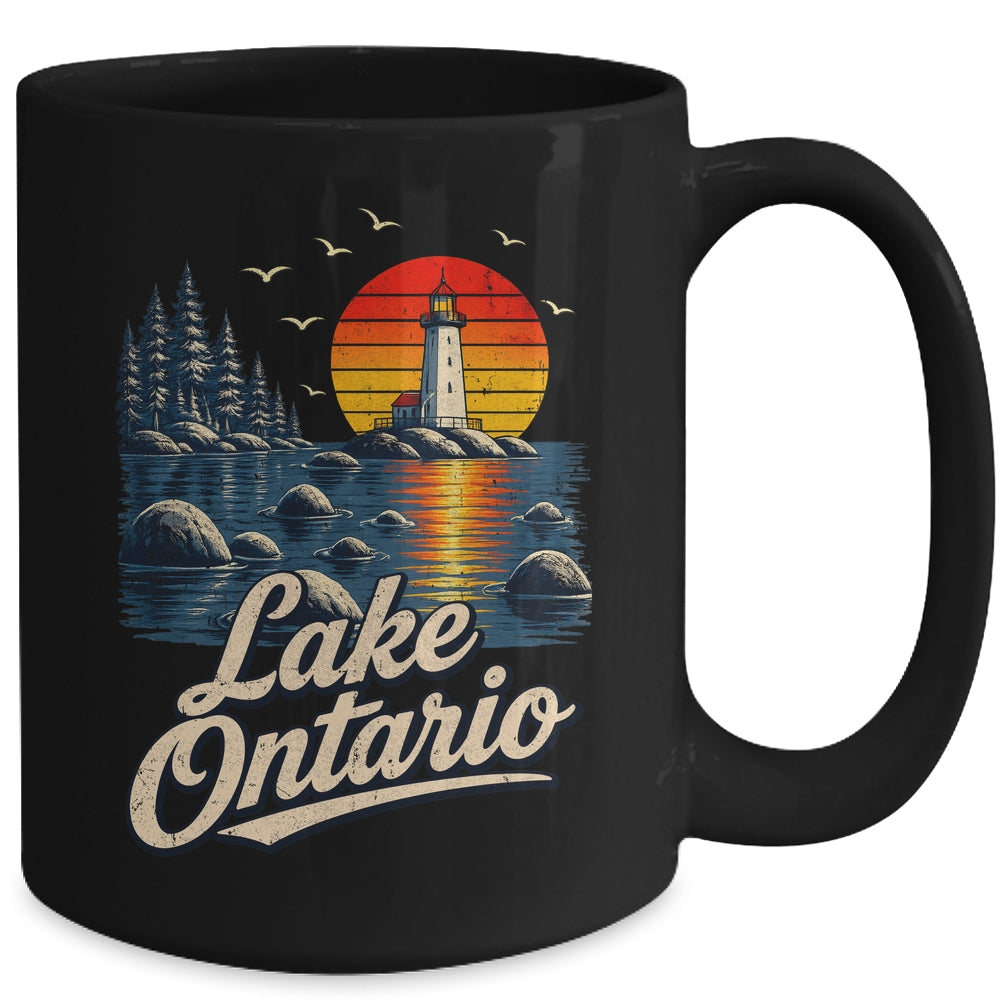 Lake Ontario Retro Sunset Vintage Lakes Travel Nature Lovers Mug | teecentury