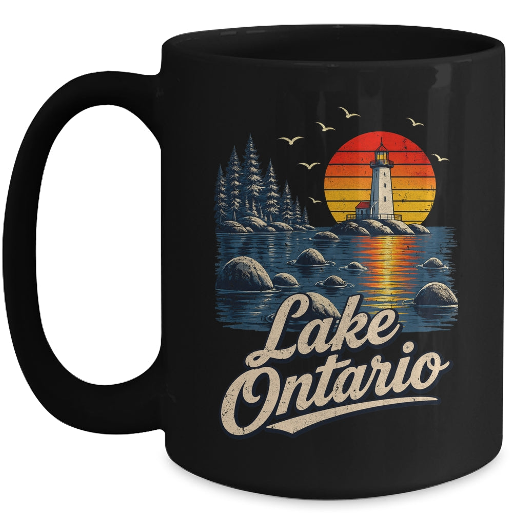 Lake Ontario Retro Sunset Vintage Lakes Travel Nature Lovers Mug | teecentury