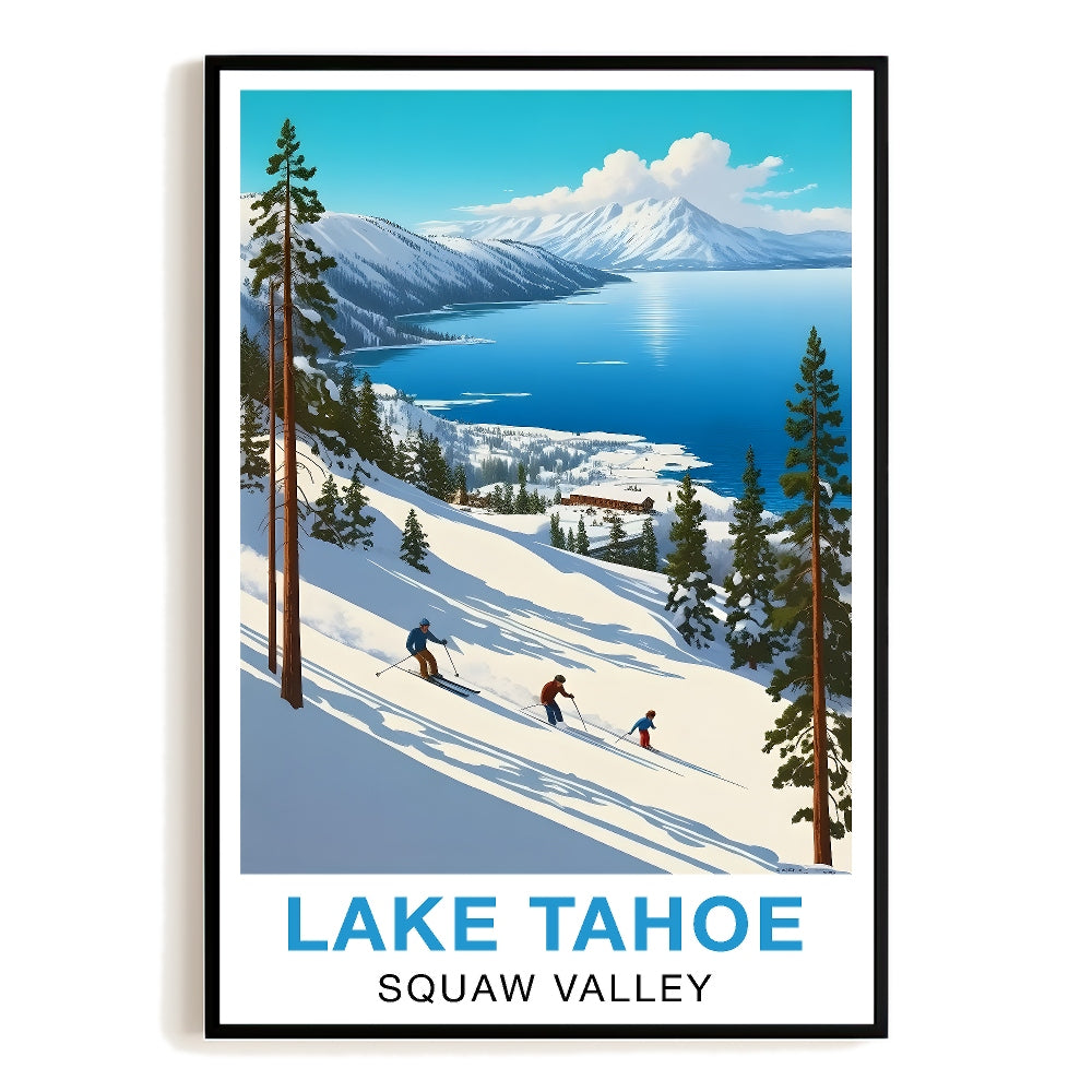 Lake Tahoe Squaw Valley Travel Poster Winter Adventure Souvenir Wall Art Landscape Print Painting Picture For Home Room Living Room Office Bedroom Decor Unframed | teecentury