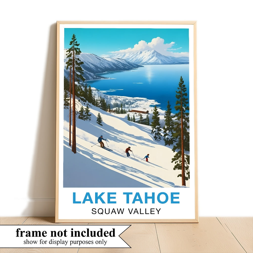 Lake Tahoe Squaw Valley Travel Poster Winter Adventure Souvenir Wall Art Landscape Print Painting Picture For Home Room Living Room Office Bedroom Decor Unframed | teecentury