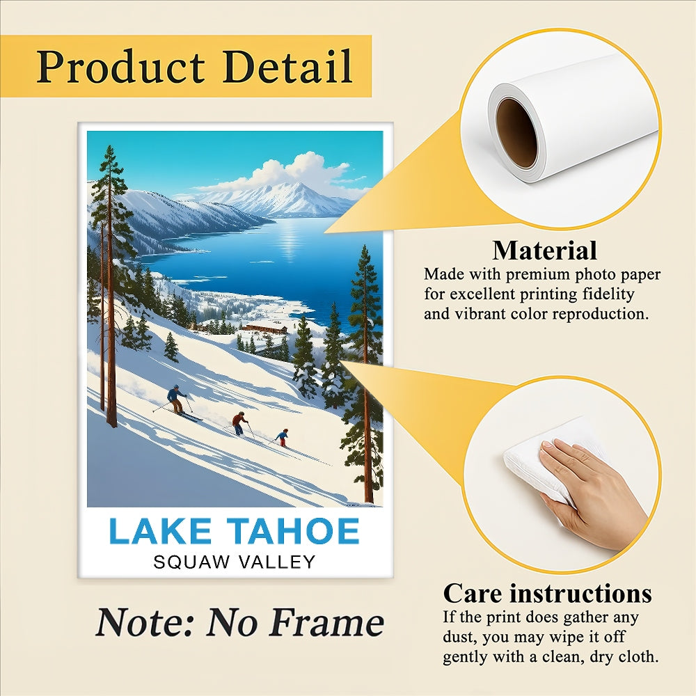 Lake Tahoe Squaw Valley Travel Poster Winter Adventure Souvenir Wall Art Landscape Print Painting Picture For Home Room Living Room Office Bedroom Decor Unframed | teecentury