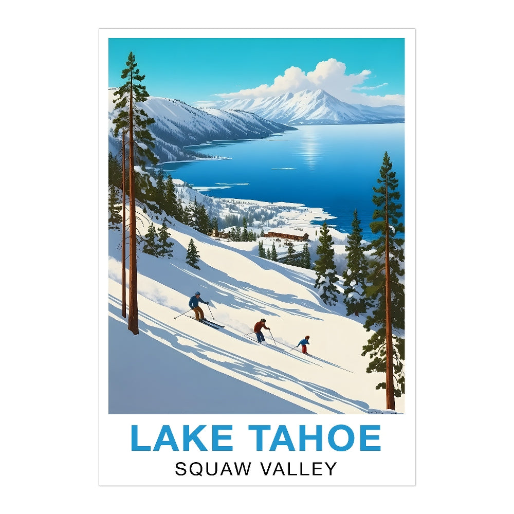 Lake Tahoe Squaw Valley Travel Poster Winter Adventure Souvenir Wall Art Landscape Print Painting Picture For Home Room Living Room Office Bedroom Decor Unframed | teecentury