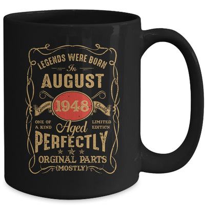 Legends Born In August 1948 75 Years Old 75th Birthday Mug | teecentury