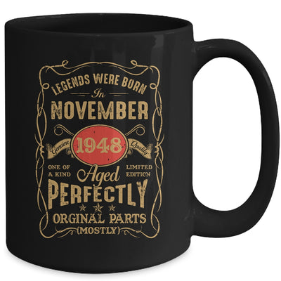 Legends Born In November 1948 75 Years Old 75th Birthday Mug | teecentury