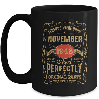 Legends Born In November 1948 75 Years Old 75th Birthday Mug | teecentury