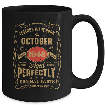 Legends Born In October 1948 75 Years Old 75th Birthday Mug | teecentury