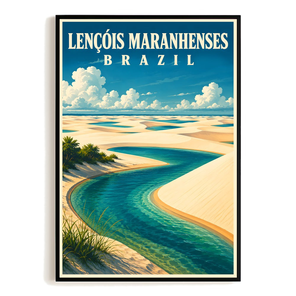 Lençóis Maranhenses Brazil Travel Poster Brazil Sand Dunes Nature Wall Art Vintage Landscape Print Painting Picture For Home Living Room Office Bedroom Decor Unframed | teecentury