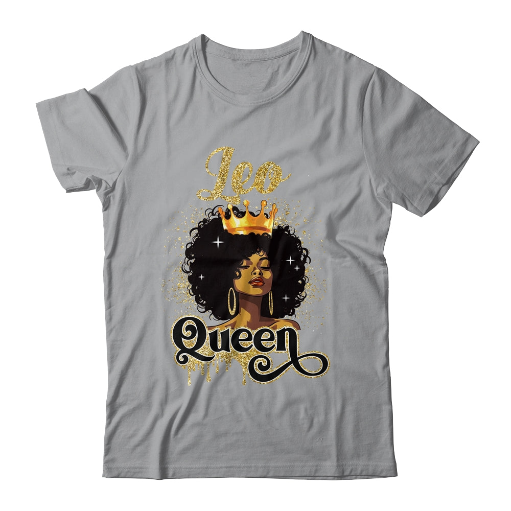 Leo Queen Birthday Afro Girls Black Zodiac Birthday Shirt & Tank Top | teecentury