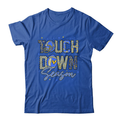 Leopard Blue Gold Checkered Football Touchdown Season Shirt & Hoodie | teecentury