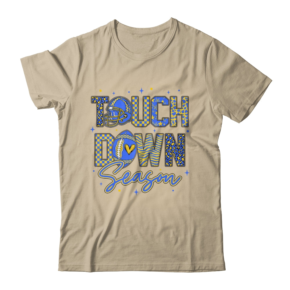 Leopard Blue Gold Checkered Football Touchdown Season Shirt & Hoodie | teecentury