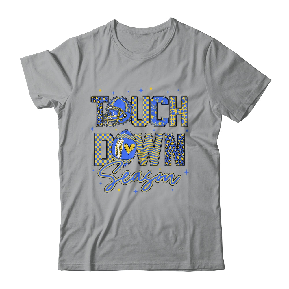 Leopard Blue Gold Checkered Football Touchdown Season Shirt & Hoodie | teecentury