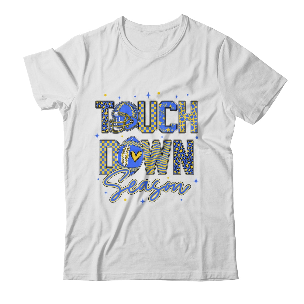 Leopard Blue Gold Checkered Football Touchdown Season Shirt & Hoodie | teecentury