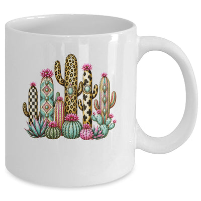 Leopard Checkerboard Western Cactus Boho Cowgirl Women Mug | teecentury