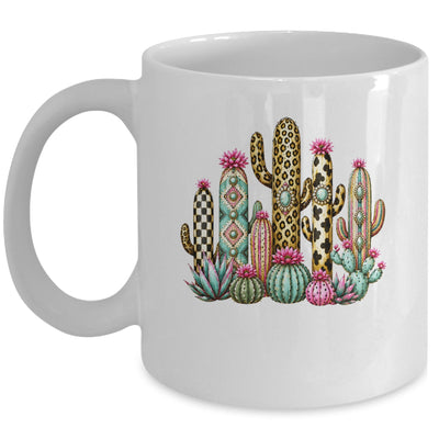 Leopard Checkerboard Western Cactus Boho Cowgirl Women Mug | teecentury