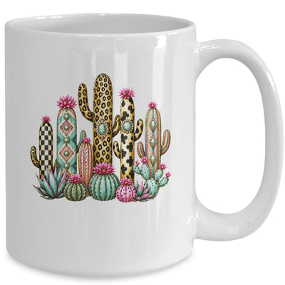Leopard Checkerboard Western Cactus Boho Cowgirl Women Mug | teecentury